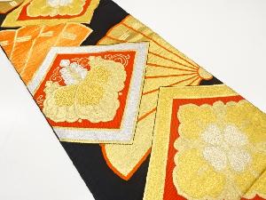 アンティーク　桧扇に花菱・桐模様織り出し袋帯（材料）